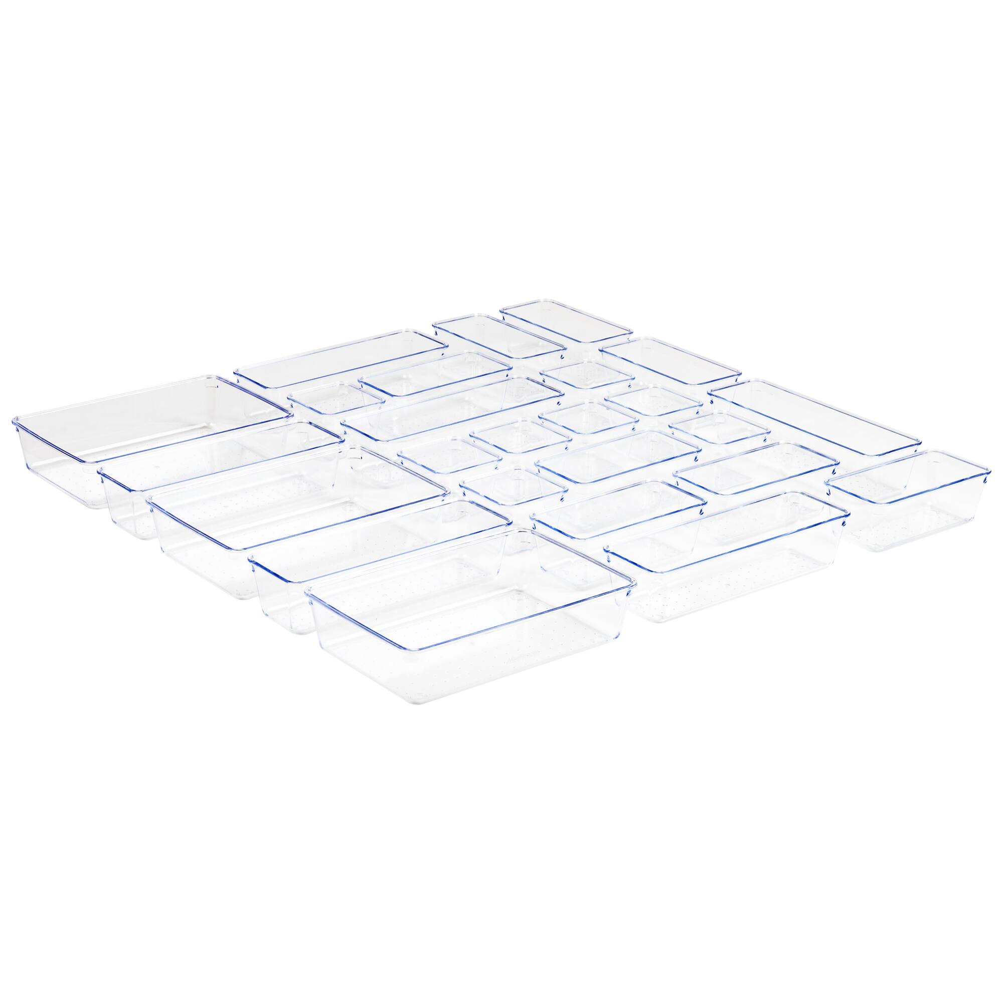 Mind Reader 25-Piece Drawer Organizer Set, Storage Trays, Clear
